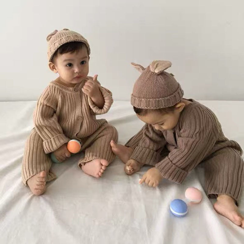 Baby Spring And Autumn Edition Korean Edition Boys And Girls Long Sleeve Knitted One-Piece Sweaters